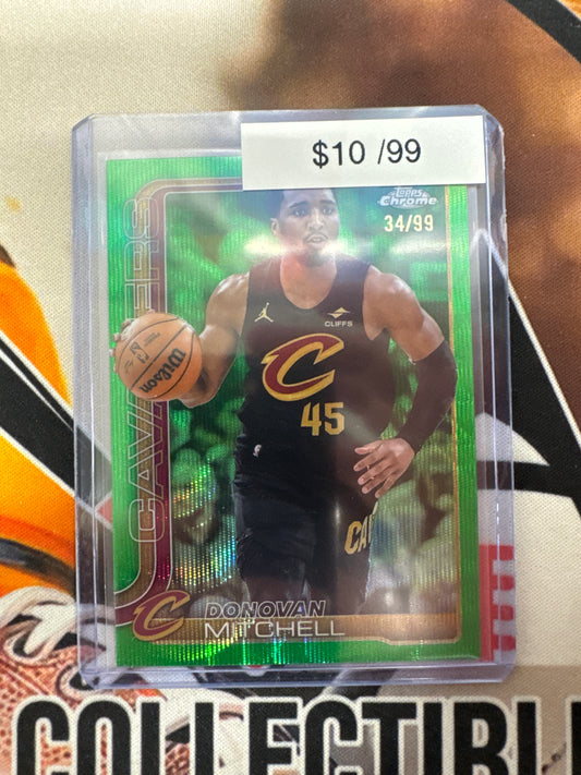 2025-26 Topps Chrome NBA Donovan Mitchell Green Wave Refractor /99