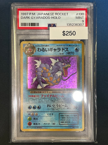 1997 Pokemon Japanese Rocket Dark Gyarados No. 130 Holo PSA 9