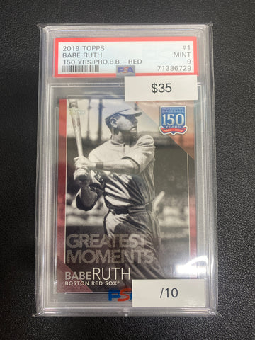 2019 Topps Babe Ruth 150 YRS/Pro B.B Red /10 PSA 10