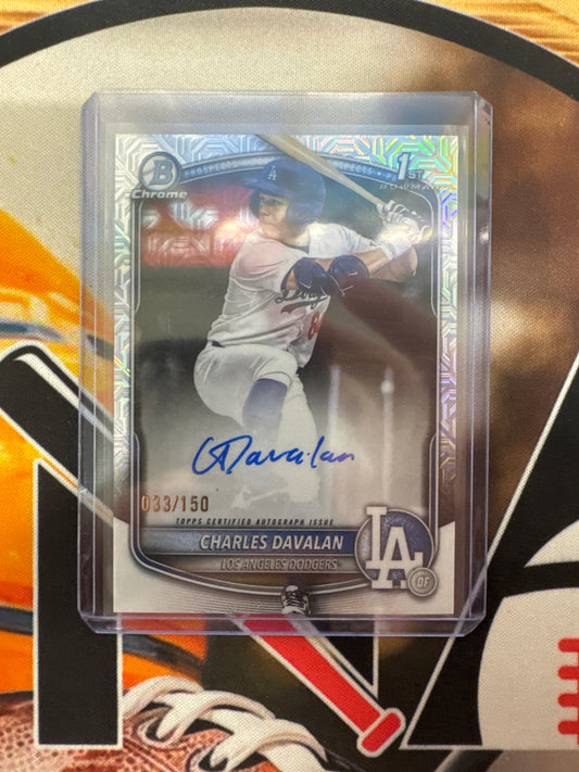 2025 Bowman Chrome Charles Davalan 1st Bowman Autograph Mojo Refractor /150