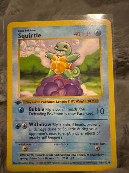 Pokémon Squirtle Base Set 1st Edition Shadowless 63/102 NM