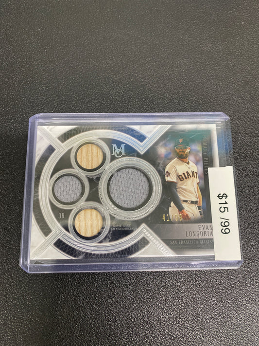 2018 MLB Topps Museum Collection Evan Longoria Primary Pieces Quad Relic /99