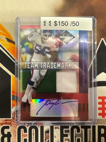 2004 Donruss Football Lawrence Taylor Team Trademarks Patch Autograph /25