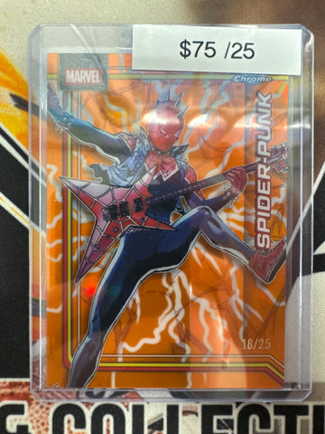 2026 Topps Chrome Marvel Spider-Punk Storms Orange Lightning Refractor /25
