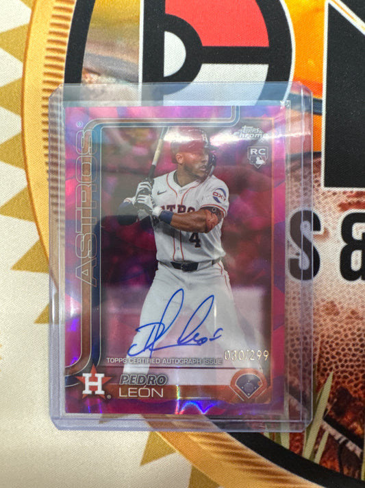 2025-26 Topps Chrome MLB Pedro Leon Rookie Magenta Raywave Refractor Autograph /299
