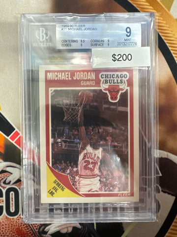 1980-90 Fleer Basketball Michael Jordan Scoring Average Leader BGS 9