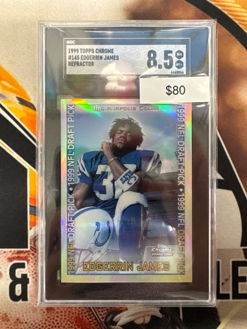1999 Topps Chrome NFL Edgerrin James Rookie Refractor SGC 8.5