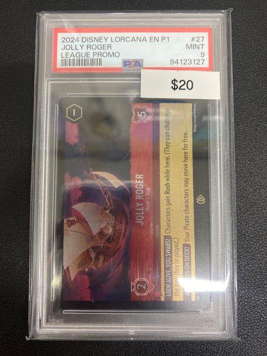 Disney Lorcana P1 League Promo Jolly Rodger PSA 9