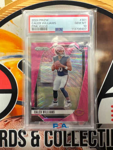 2024 Panini Prizm NFL Caleb Williams Rookie Pink Wave PSA 10