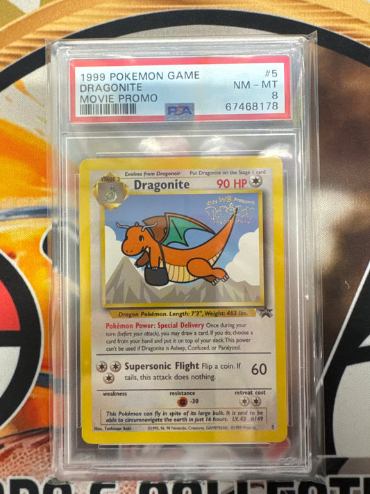 1999 Pokémon Game Dragonite WOTC Movie Promo 5 PSA 8