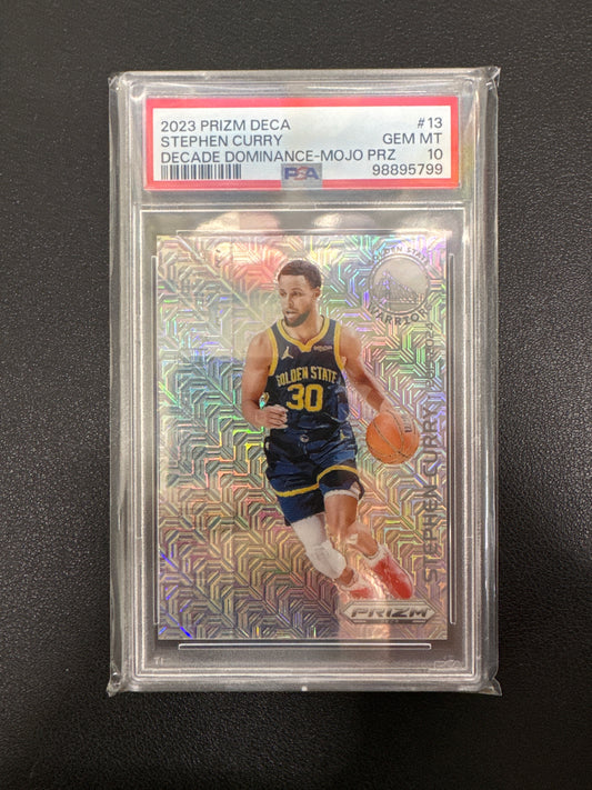 2023 Panini Prizm Deca NBA Stephen Curry Decade Dominance Mojo Prizm /25 PSA 10