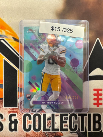 2025 Topps Finest NFL Matthew Golden Rookie Common Teal Refractor /325