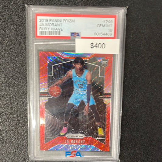 2019 NBA Ja Morant Panini Prizm Ruby Wave PSA 10