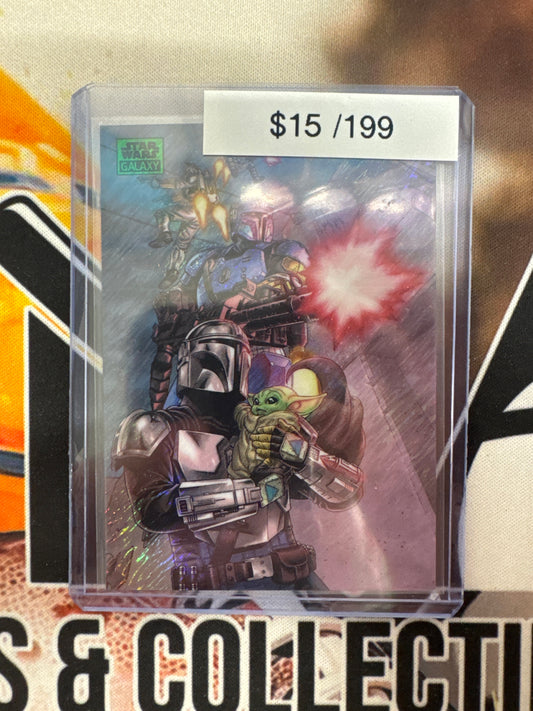 2025 Topps Star Wars Galaxy The Mandalorian Green Shimmer Refractor /199