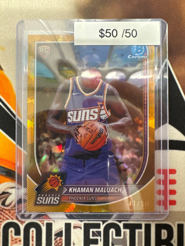 2025-26 Topps Bowman Chrome Basketball Sapphire Khaman Maluach Rookie Gold Refractor /50