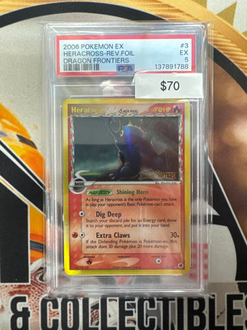 2006 Pokemon EX Heracross Delta Species Reverse Holo Dragon Frontiers 3/101 PSA 5