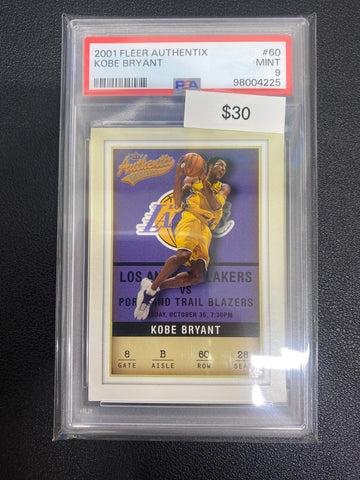 2001 Fleer Authentix Kobe Bryant PSA 9