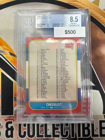 1986-87 Fleer Basketball Checklist #132 BGS 8.5