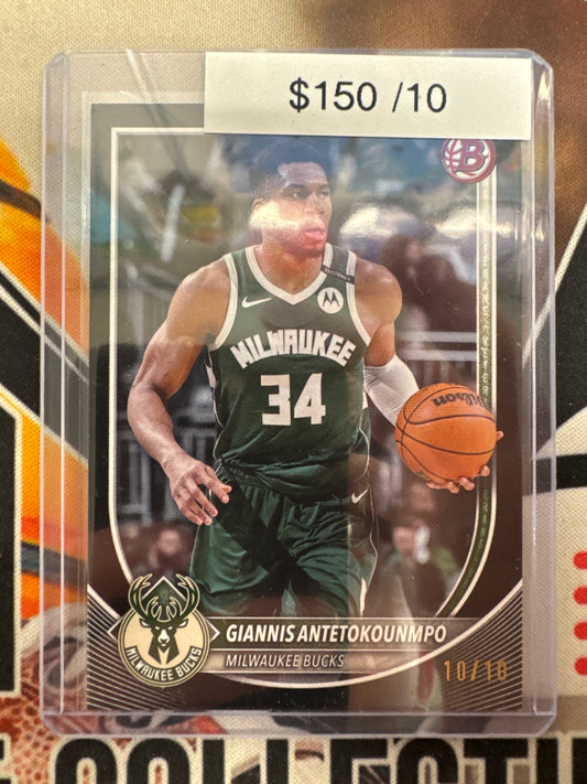 2025 Topps Bowman Basketball Giannis Antetokounmpo Black Refractor 10/10