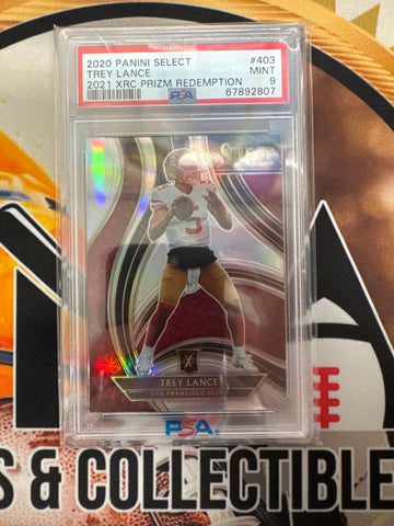2020 Panini Select NFL Trey Lance 2021 XRC Prizm Redemption PSA 9