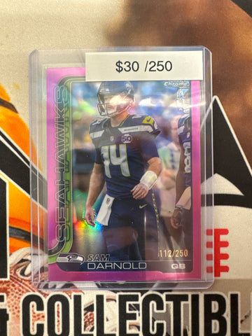 2025 Topps Chrome NFL Sam Darnold Pink Refractor /250