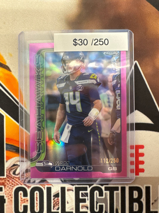 2025 Topps Chrome NFL Sam Darnold Pink Refractor /250
