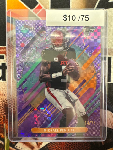 2025 Topps Finest NFL Michael Penix Jr. Rare Purple XFractor /75