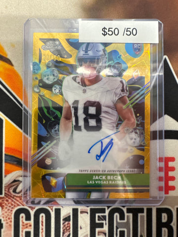 2025 Topps Chrome Cosmic NFL Jack Bech Rookie Gold Lazer Autograph /50