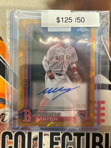2025 Topps Chrome Sapphire MLB Marcelo Mayer Rookie Autograph Gold Sapphire /50