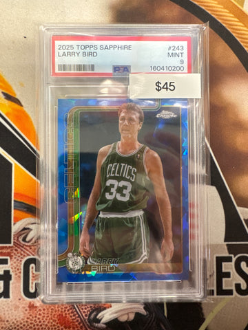 2025 Topps Chrome NBA Sapphire Larry Bird PSA 9