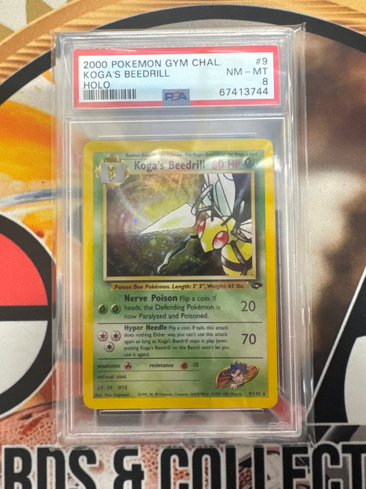 2000 Pokémon Gym Challenge Koga’s Beedrill Holo 9/132 PSA 8