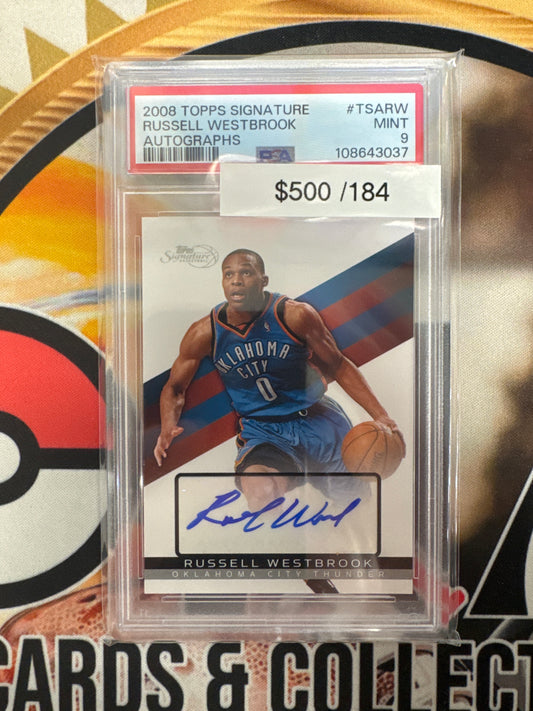 2008 Topps Signature NBA Russell Westbrook Autograph /184 PSA 9