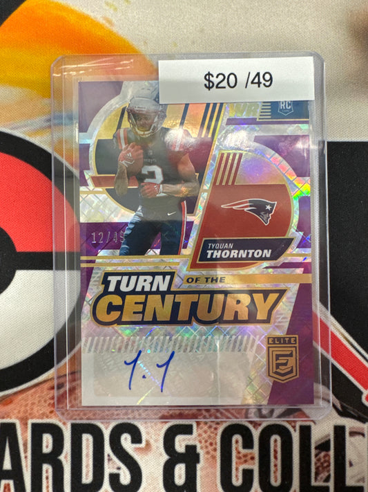 2022 Panini Donruss Elite NFL Tyquan Thornton Rookie Turn Of The Century Autograph Purple Lazer /49