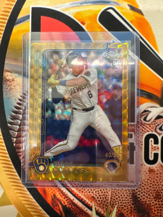 2025 Topps Chrome MLB Isaac Collins Rookie Gold Geometric Refractor /50