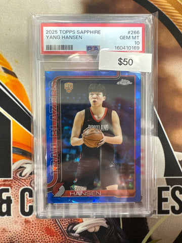 2025 Topps Chrome NBA Sapphire Yang Hansen Rookie PSA 10