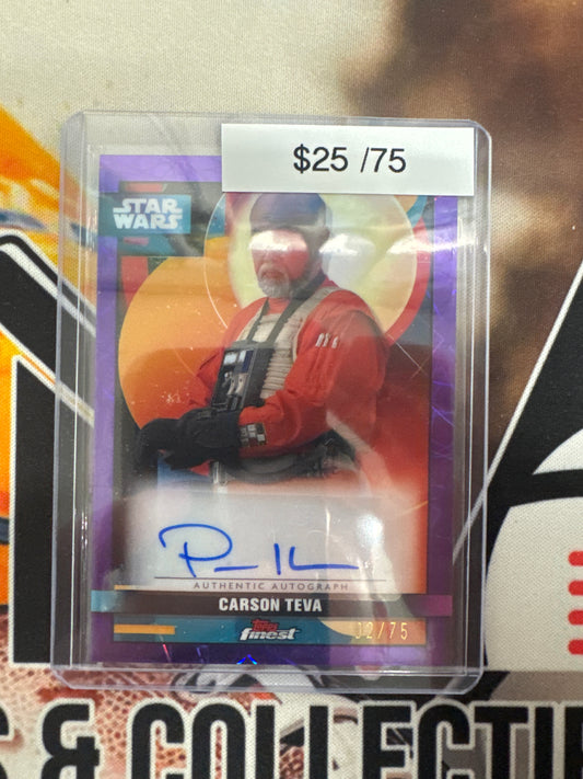 Topps Finest Star Wars Paul Sun-Hyung Lee As Carson Teva Purple Lazer Autograph /75