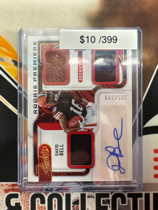 2022 Panini Absolute NFL David Bell Rookie Premier Triple Patch Autograph /399