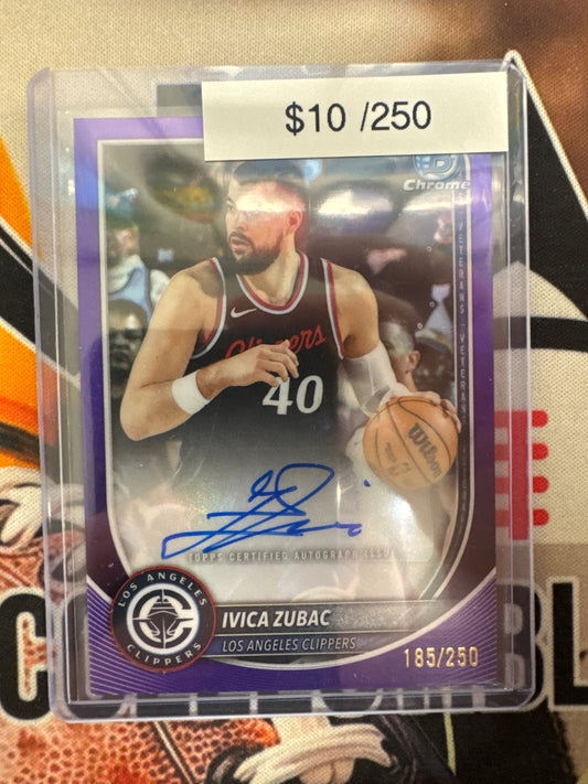 2025-26 Topps Bowman Chrome Basketball Ivica Zubac Purple Refractor Autograph /250