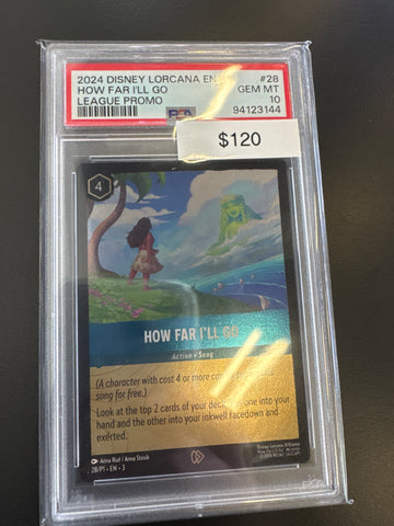 Disney Lorcana P1 League Promo How Far I’ll Go PSA 10