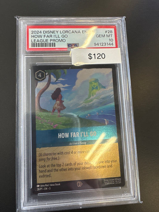 Disney Lorcana P1 League Promo How Far I’ll Go PSA 10