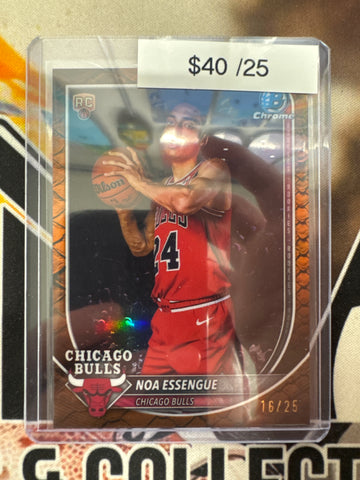 2025-26 Topps Bowman Basketball Noa Essengue Rookie Orange Reptilian Refractor /25