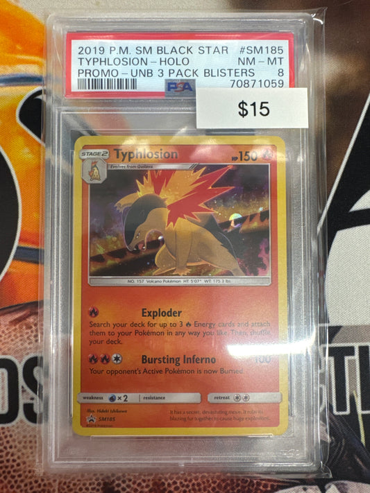 Pokémon Typhlosion Holo Promo SM185 PSA 8
