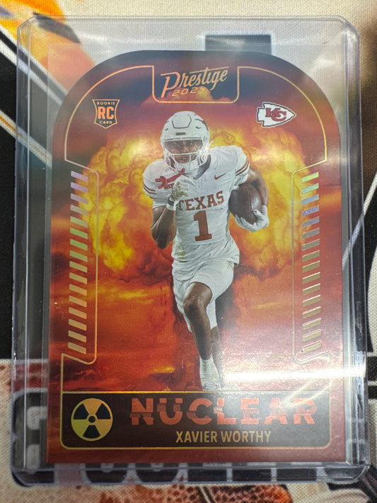 2024 Prestige Football Xavier Worthy Nuclear Die-cut Rookie SP