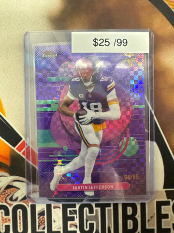 2025 Topps Finest NFL Justin Jefferson Uncommon Purple XFractor /99