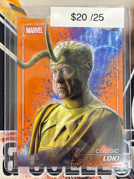 2025 Topps Chrome Marvel Studios Classic Loki Orange /25