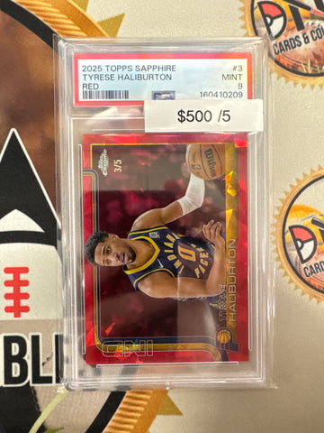 2025 Topps Chrome Basketball Sapphire Tyrese Haliburton Red Refractor /5 PSA 9