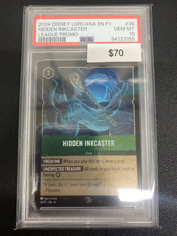 Disney Lorcana P1 League Promo Hidden Inkcaster PSA 10