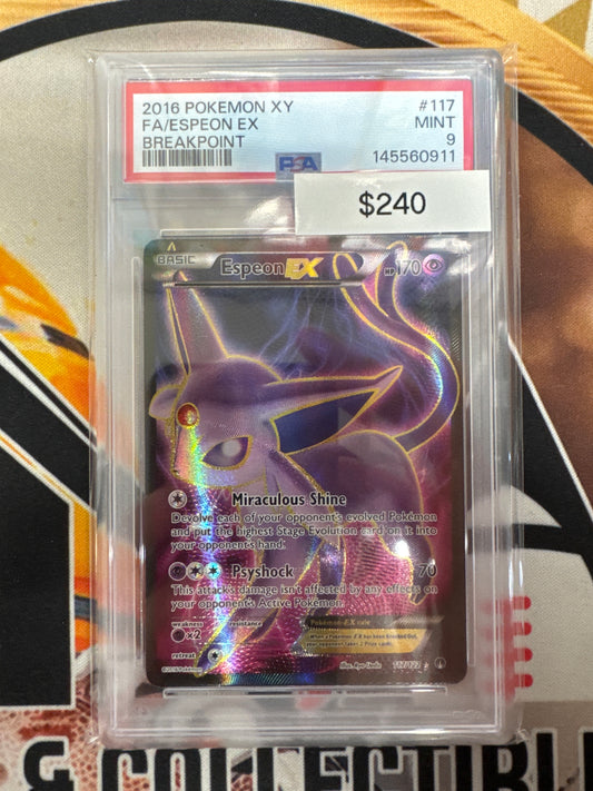 2016 Pokemon XY Full Art Espeon EX 117/122 Breakpoint PSA 9