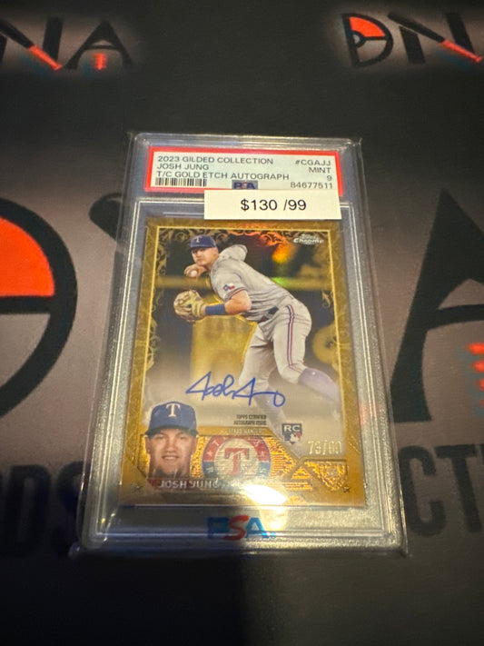 2023 Gilded Collection Josh Jung gold etched auto /99 PSA 9