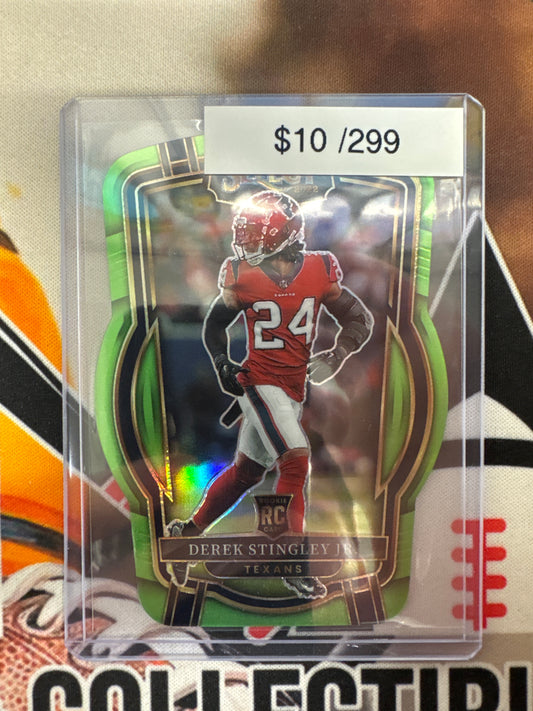 2022 Panini Select NFL Derek Stingley Jr. Rookie Die-Cut Green Prizm /299